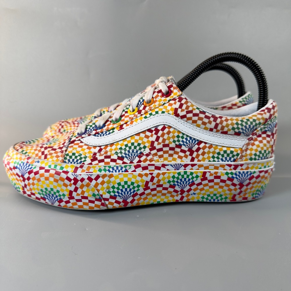 Vans Old Skool Platform Pride Womens 7.5 7 1/2 Rainbow All Over Skate‎ Shoe Lace - Picture 5 of 16